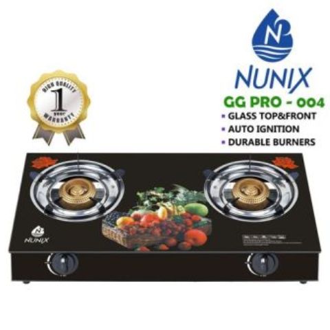 Nunix Tampered Glass Table Top Double Burner Gas Stove / Cooker