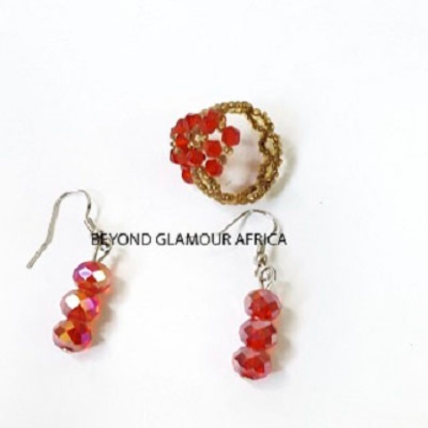 Ladies Red Crystal Jewelry Set