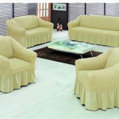 Seven Seater Sofa Cover – Cream Yellow