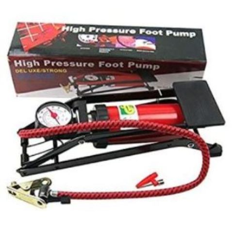 Portable High Pressure Foot Pump Compressor Inflatable Pump For Car,Motorcycle,Bicycle- Red And Black