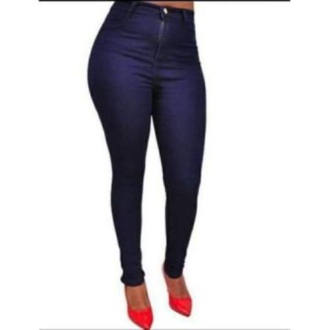 Fashion ble plain Ladies Jeans- Blue