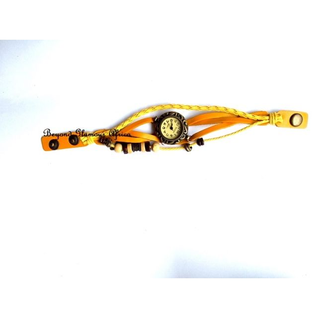 Ladies Yellow Leather Bracelet watch