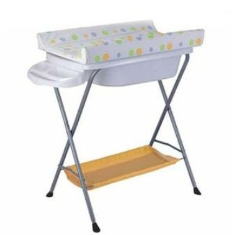 TOP 2 Foldable Bathtub Basin With Stands & Changing Mat - Cream