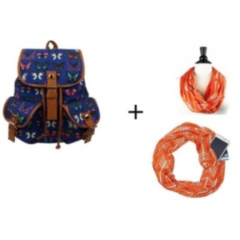 vintage shoulder bagpack +free infinity scarf