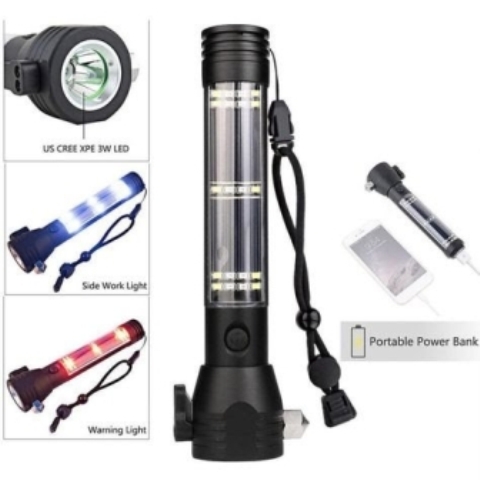 10 in1 Rechargeable Solar Power LED Flashlight 7 Mode Emergency Torch Window Breaker Outdoor Hiking 10 in1 Rechargeable Solar Power LED Flashlight 7 Mode Emergency Torch Window Breaker Outdoor Hiking 